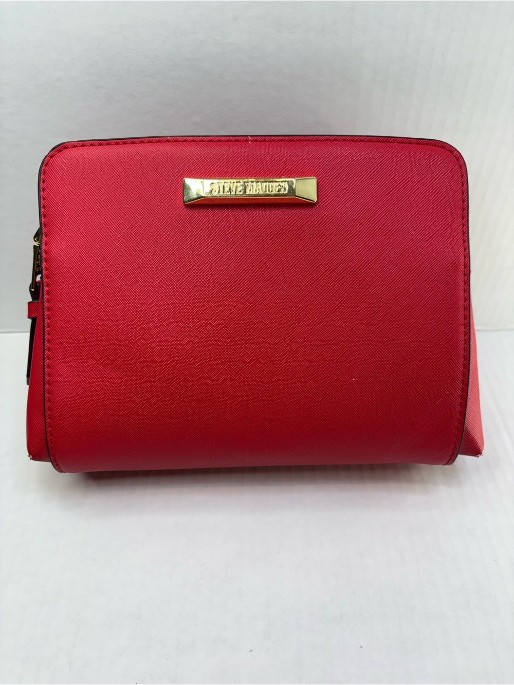 Steve Madden Blannis Purse Red Double Zipper Shoulder Crossbody Bag Faux Zipper
